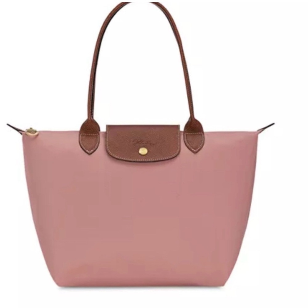 Pink Longchamp Tote- mid size long handles